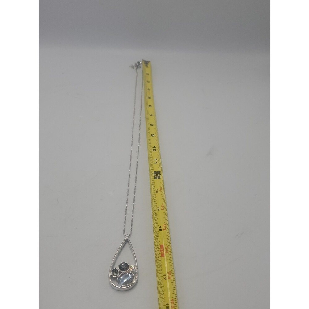 Touchstone Crystal Inside Scoop Pendant Black SilverRhodium Necklace Swarovski💎 - Picture 6 of 8